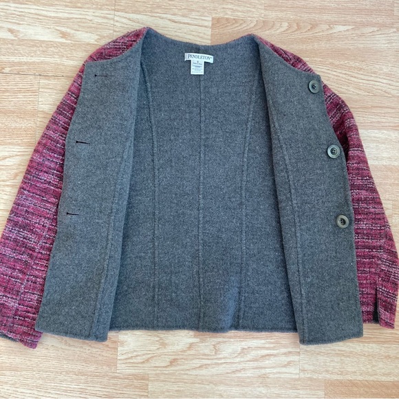 Pendleton Reversible Pink Striped & Grey Merino Wool Jacket Blazer Small - Picture 4 of 6